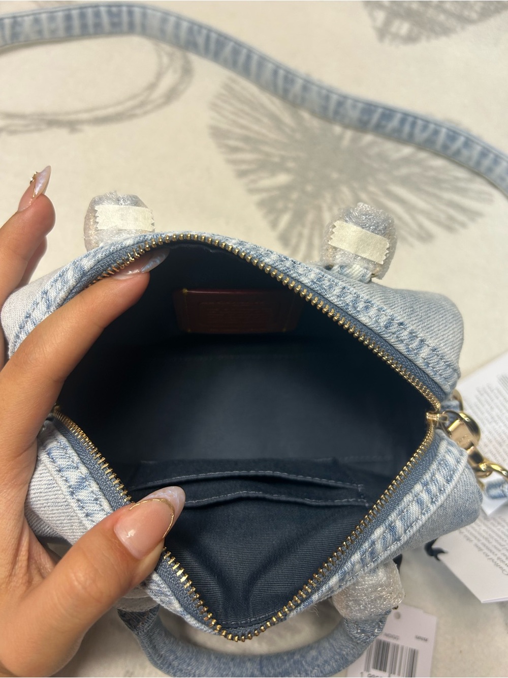 NWT Coach Mini Rowan Crossbody Bag Loved Denim CDY30 - Picture 13 of 16